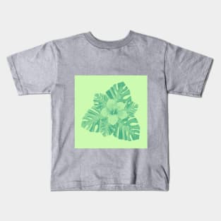 Tropical Green Hibiscus Kids T-Shirt